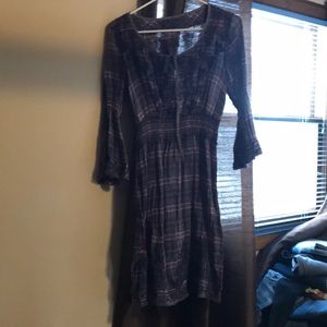 Purple flannel bell sleeved dress